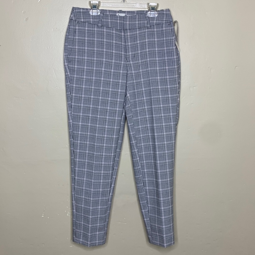 A NEW DAY Pants Gray Black Plaid STRETCH ELASTIZADO Light Academia Cropped 0